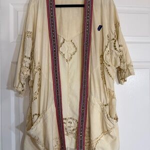 Free People Cream Coverup with Pink Accents